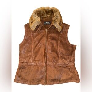 Montana Co faux leather fur bohemian western zip up vest